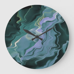 Grande Horloge Ronde Turbulence bleue Acrylique pour l'art Abstrait