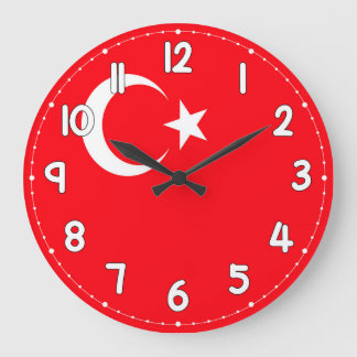 Grande Horloge Ronde Turkey Flag Wall Clock – Patriotic Turkish Decor