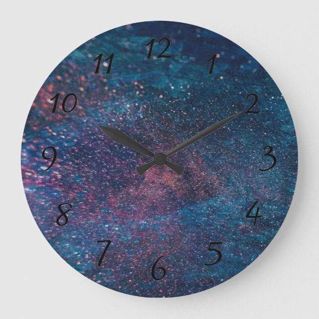 Grande Horloge Ronde Turqouise Galaxy Paint Sparkings (Recto)