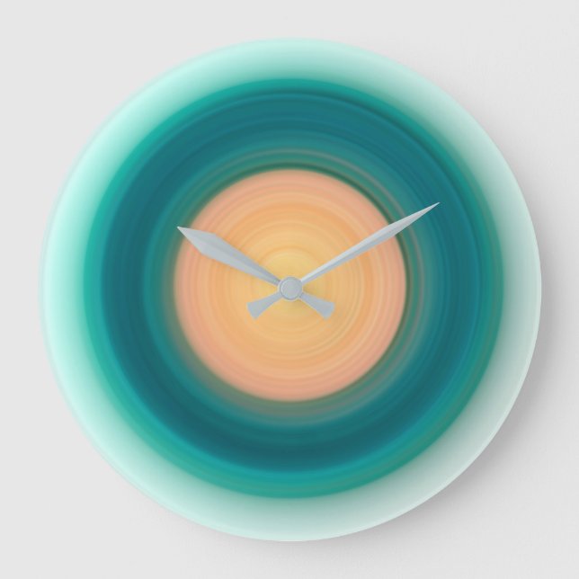 Grande Horloge Ronde Turquoise bleu vert orange rose jaune (Recto)