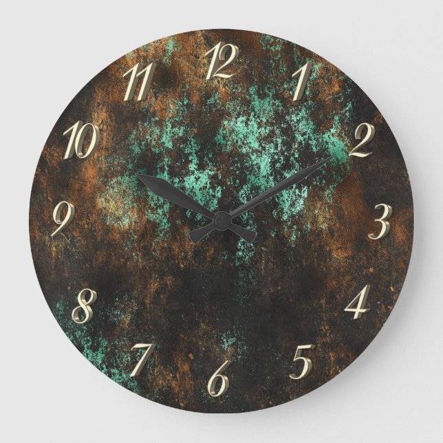 Grande Horloge Ronde Turquoise Cooper Patina Metallic (Recto)