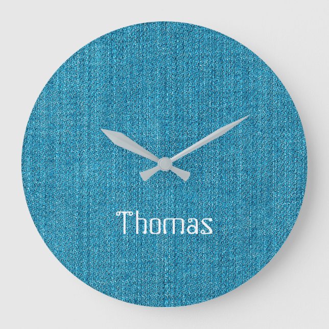 Grande Horloge Ronde Turquoise Denim Jeans Fabric (Recto)