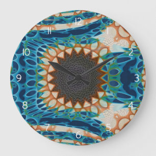 Grande Horloge Ronde Turquoise Gold Sun Southwestern Art