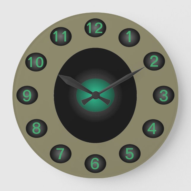 Grande Horloge Ronde Turquoise Grey Moderne Designer Contemporain (Recto)