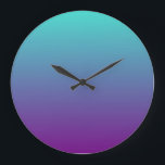 Grande Horloge Ronde Turquoise Purple Ombre<br><div class="desc">Simple turquoise and purple gradient background.</div>