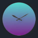 Grande Horloge Ronde Turquoise Purple Ombre<br><div class="desc">Simple turquoise and purple gradient background.</div>