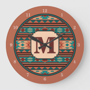 Grande Horloge Ronde Turquoise Terracotta Monogram