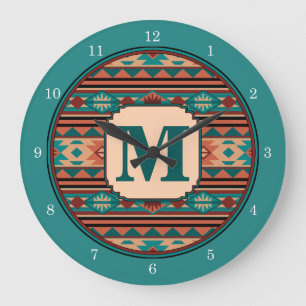 Grande Horloge Ronde Turquoise Terracotta Monogram