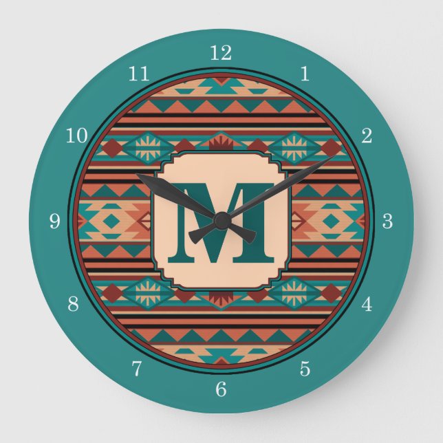 Grande Horloge Ronde Turquoise Terracotta Monogram (Recto)