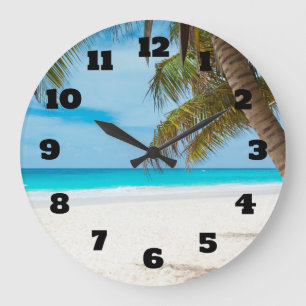 Grande Horloge Ronde Turquoise Tropical Beach