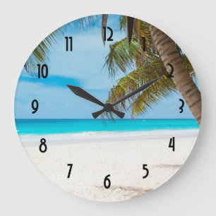 Grande Horloge Ronde Turquoise Tropical Beach