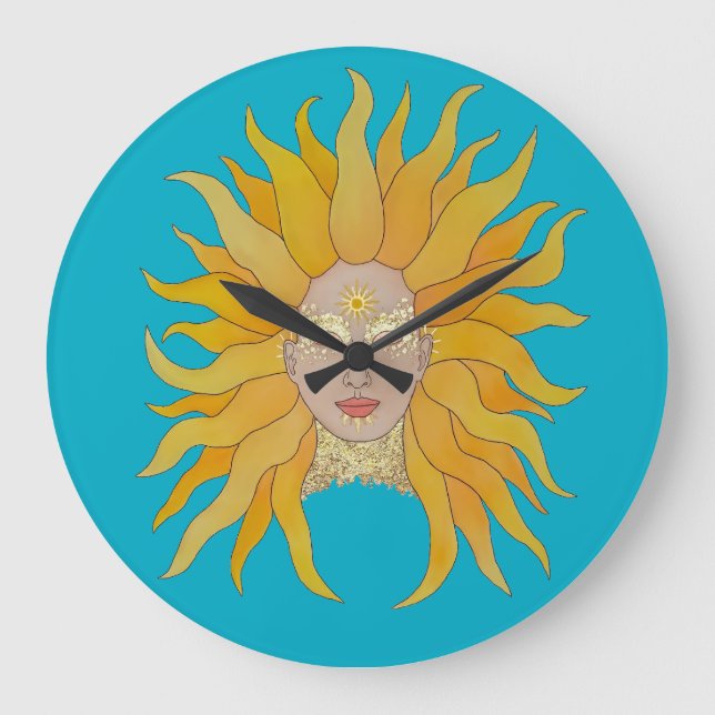 Grande Horloge Ronde Turquoise yellow gold sun inspired (Recto)