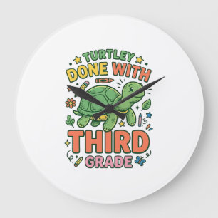 Grande Horloge Ronde Turtley Fait Avec T-Shirt De L'École De Tortue De