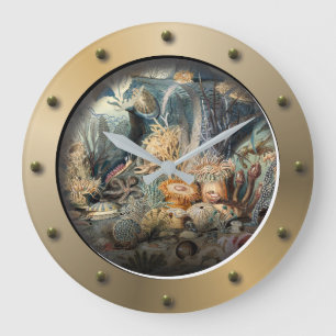 Grande Horloge Ronde Tuyau sous-marin Steampunk Vie sous-marine