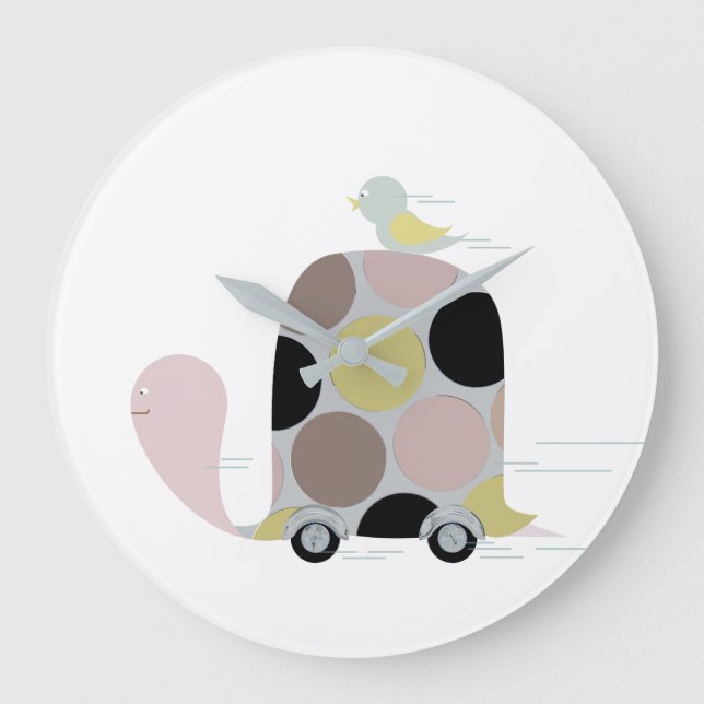 Grande Horloge Ronde Tweeter sur une tortue (Recto)