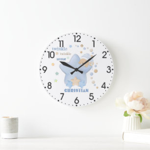 Grande Horloge Ronde Twinkle Twinkle Star Baby Boy Teddy Bear