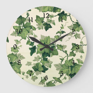 Grande Horloge Ronde Twisting Ivy Feuille Motif