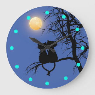 Grande Horloge Ronde Two Lovers Cat Round Wall Clock