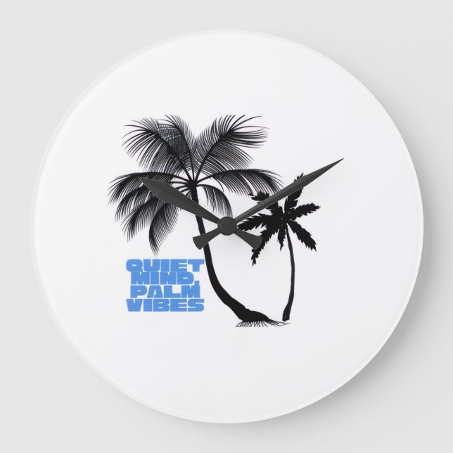 Grande Horloge Ronde Two Palm Trees Wall Art | Tropical Minimalist (Recto)