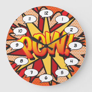 Grande Horloge Ronde Typographie de bande dessinée moderne amusante et