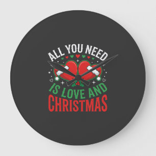 Grande Horloge Ronde Typographie de chapeau de Père Noël Amour de Noël