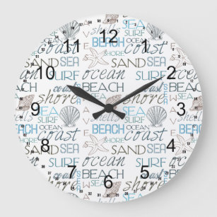 Grande Horloge Ronde Typographie de plage