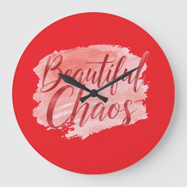 Grande Horloge Ronde Typographie de script Chaos Belle Esthétique (Recto)