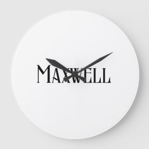 Grande Horloge Ronde Typographie moderne Nom de famille noir