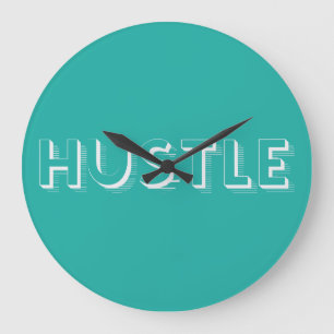 Grande Horloge Ronde Typographie moderne White Hustle
