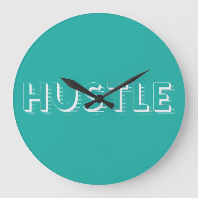 Grande Horloge Ronde Typographie moderne White Hustle (Recto)