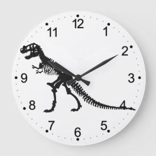 Grande Horloge Ronde Tyrannosaure Skeleton - choose background color