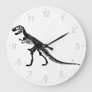 Grande Horloge Ronde Tyrannosaure Skeleton - choose background color