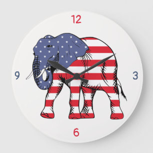Grande Horloge Ronde Un éléphant dans la couleur du drapeau américain