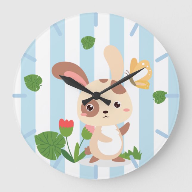Grande Horloge Ronde Un joli petit lapin (Recto)