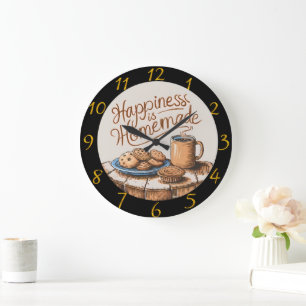 Grande Horloge Ronde Un matin sucré : Cookies et café