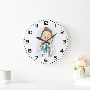 Grande Horloge Ronde Un médecin souriant qui donne des pouces avec du s