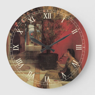 Grande Horloge Ronde Un Oleander par Alma Tadema, Fleurs Vintage
