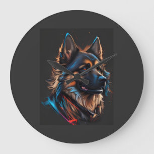Grande Horloge Ronde Un portrait d'un chien berger allemand