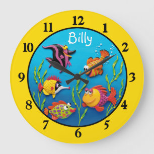 Grande Horloge Ronde Under the Sea Baby Boys Room Nursery