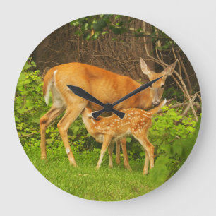 Grande Horloge Ronde Une biche et son faon