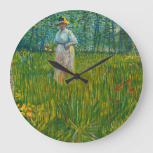 Grande Horloge Ronde Une femme marchant dans un jardin - Vincent van Go