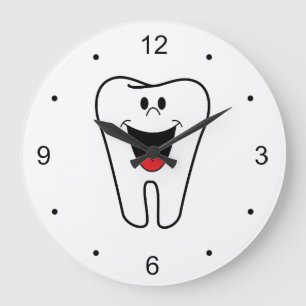 Grande Horloge Ronde Une joyeuse dent souriante pour les dentistes
