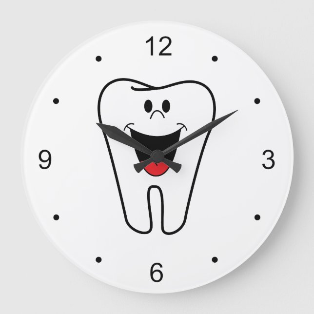 Grande Horloge Ronde Une joyeuse dent souriante pour les dentistes (Recto)