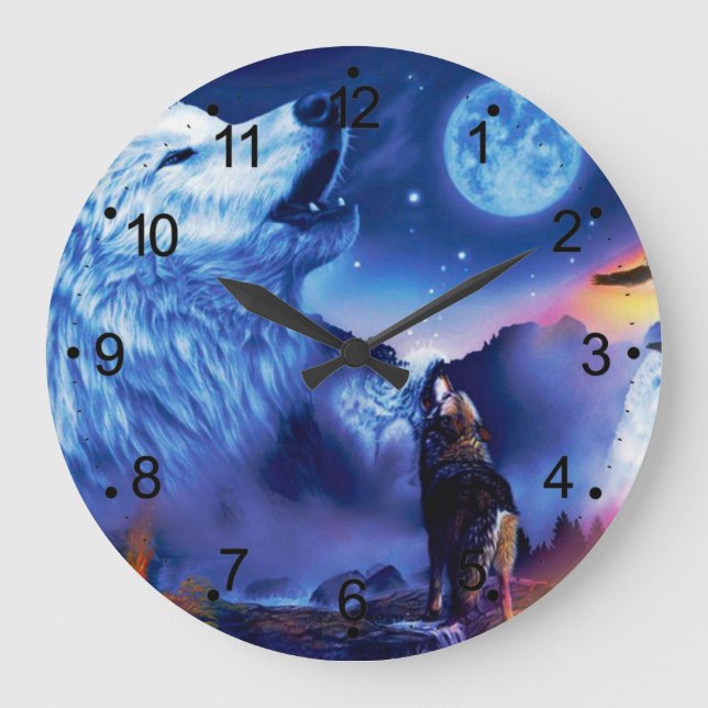 Grande Horloge Ronde Une meute de loups une nuit noire (Recto)