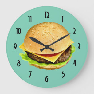 Grande Horloge Ronde Une photo de gros cheeseburger juteux
