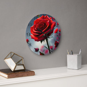 Grande Horloge Ronde "Une pierre en fleur : le Rose de Ruby"