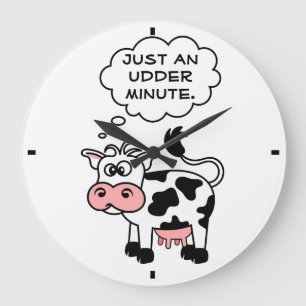 Grande Horloge Ronde Une vache sotte juste une minute de pays