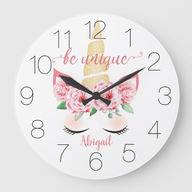 Grande Horloge Ronde Unicorne Floral Gold Horn (Recto)