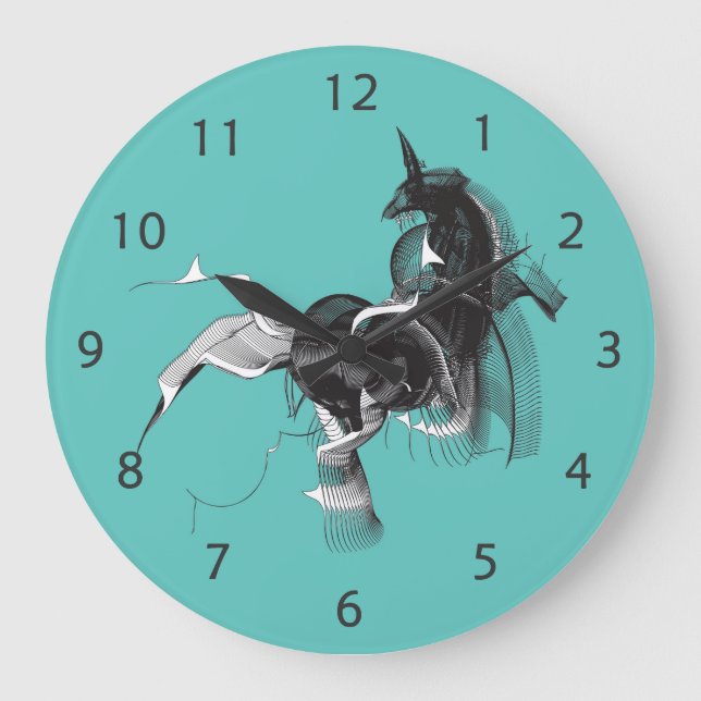 Grande Horloge Ronde Unicorne numérique (Recto)
