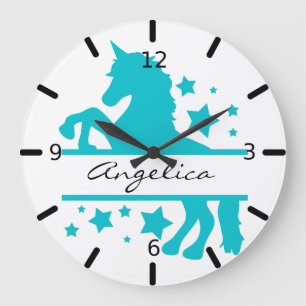Grande Horloge Ronde Unicorne personnalisée